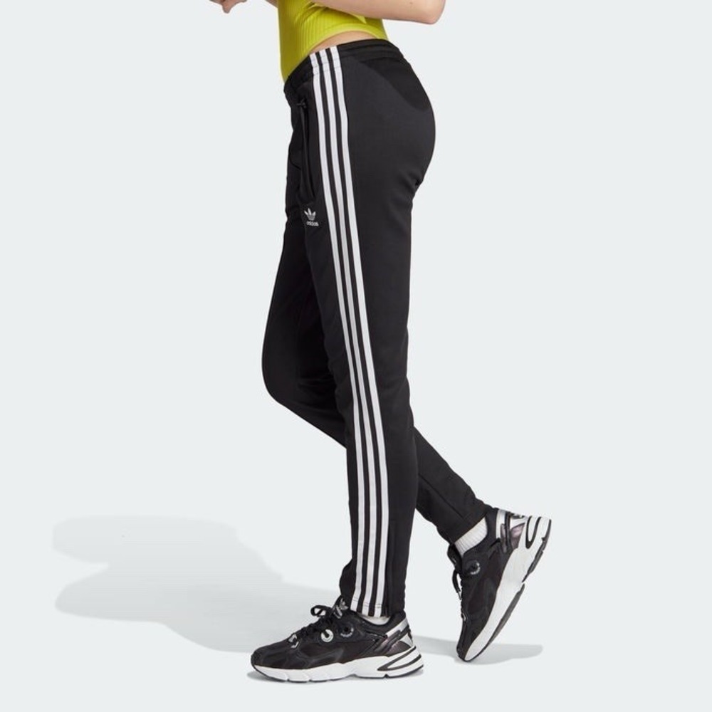 Adidas Womens Size 2XS SST Track Pants Pockets 3 Stripe Black White Slim IK6600 - Picture 4 of 9